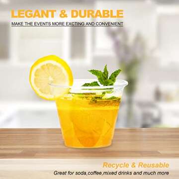 TashiBox 9 oz Disposable Plastic Cups, 100 Count, Crystal Clear