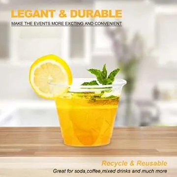 TashiBox 9 oz Disposable Plastic Cups, 100 Count, Crystal Clear