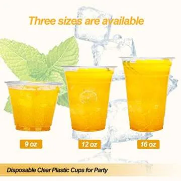 TashiBox 9 oz Disposable Plastic Cups, 100 Count, Crystal Clear