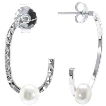 Gemistry Judy Crowell Jewelry Sterling Silver and Rhodium Diamond Cut Rectangle J Hoop Earrings with...