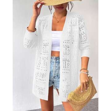 Zeagoo Womens 2025 Summer Crochet Cardigan Sweaters Lightweight Long Sleeve Open Front Kimono Boho K...