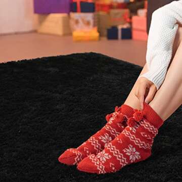 Andecor Soft Fluffy Bedroom Rugs, 5 x 8 Feet Indoor Shaggy Plush Area Rug for Boys Girls Kids Baby College Dorm Living Room Home Decor Floor Carpet, Black