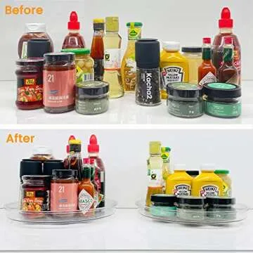 vacane Clear Lazy Susan Organizer, Non-Skid Plastic 11" Lazy Susan Turntable for Cabinet Rotating Pantry Lazy Susan Cabinet Organizer, Storage Containers for Kitchen, Refrigerator Countertop