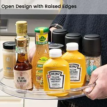 vacane Clear Lazy Susan Organizer, Non-Skid Plastic 11" Lazy Susan Turntable for Cabinet Rotating Pantry Lazy Susan Cabinet Organizer, Storage Containers for Kitchen, Refrigerator Countertop