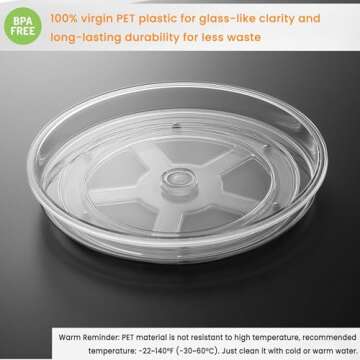 vacane Clear Lazy Susan Organizer, Non-Skid Plastic 11" Lazy Susan Turntable for Cabinet Rotating Pantry Lazy Susan Cabinet Organizer, Storage Containers for Kitchen, Refrigerator Countertop