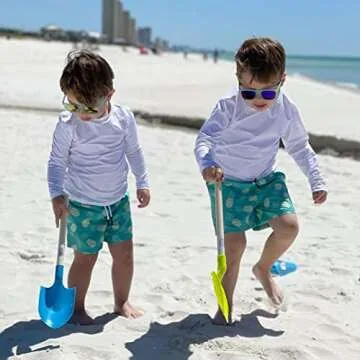 maamgic Boys Swim Trunks with Compression Liner Toddler Stretch Swim Shorts Quick Dry Swimming Trunks Boxer Brief 2 in 1 Beach Shorts Green Pineapple 5/6