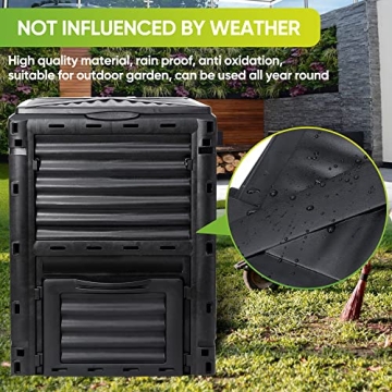 F2C Garden Compost Bin from BPA Free Material -80 Gallon(300 L) Large Compost Bin Aerating Outdoor Compost Box Easy Assembling, Lightweight, Fast Creation of Fertile Soil, Black