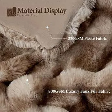 Touchat Luxury 1000GSM Rabbit Faux Fur Blanket, Super Heavy Warm Cozy Brown Blankets for Couch Bed Sofa, Ruched Plush Fuzzy Elegant Soft Reversible Mink Blanket for Living Room Bedroom, 90" x 90"