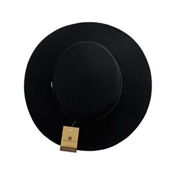 NYFASHION101 Wool Wide Brim Porkpie Fedora Hat w/Simple Band Accent - Black