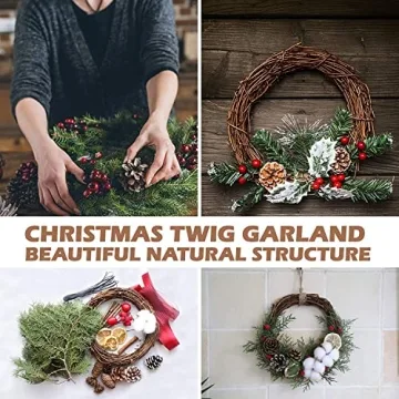 KERYAR 15 Feet Natural Grapevine Wreaths for DIY Decor