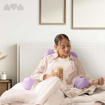 Milliard Reading Pillow with Shredded Memory Foam, Large Adult Backrest with Arms, Back Support for ...