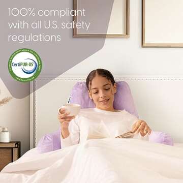 Milliard Reading Pillow with Shredded Memory Foam, Large Adult Backrest with Arms, Back Support for Sitting Up in Bed with Washable Cover (Sit up Pillow) (Lavender)