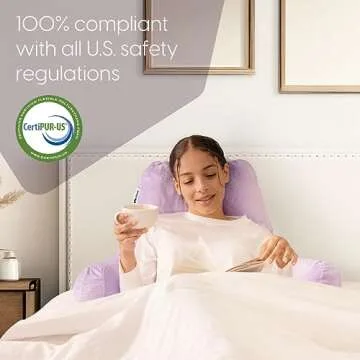 Milliard Reading Pillow with Shredded Memory Foam, Large Adult Backrest with Arms, Back Support for Sitting Up in Bed with Washable Cover (Sit up Pillow) (Lavender)