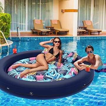 LUSVNEX Tanning Pool Lounger Float, Inflatable Pool Floats Adult Size, Suntan Tub Party Toys for Outdoor, Backyard, Swimming Pool, Lake