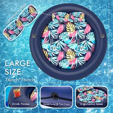 LUSVNEX Tanning Pool Lounger Float, Inflatable Pool Floats Adult Size, Suntan Tub Party Toys for Outdoor, Backyard, Swimming Pool, Lake
