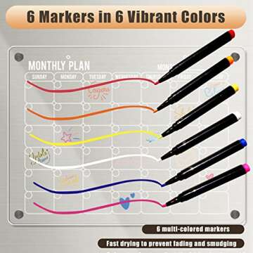 Homyaco Acrylic Calendar for Fridge, 2 Pack 16'' x 12'' Clear Magnetic Calendar for Refrigerator, Monthly and Weekly Dry Erase Board, Adhesive Calendar for Wall, Family Planner, 2024 Fridge Calendar