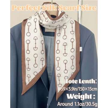 kcctoo 59” Long Silk Like Head Scarf Women's Fashion Square Neck Satin Scarfs for Bag Hair Scarves...