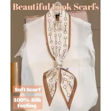 kcctoo 59” Long Silk Like Head Scarf Women's Fashion Square Neck Satin Scarfs for Bag Hair Scarves Gift 59 * 5.9”