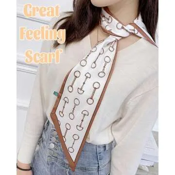 kcctoo 59” Long Silk Like Head Scarf Women's Fashion Square Neck Satin Scarfs for Bag Hair Scarves Gift 59 * 5.9”