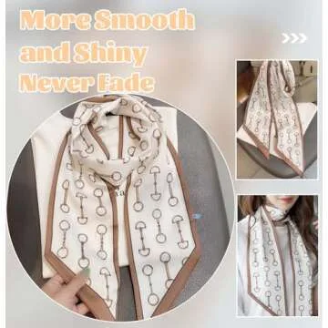 kcctoo 59” Long Silk Like Head Scarf Women's Fashion Square Neck Satin Scarfs for Bag Hair Scarves Gift 59 * 5.9”