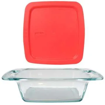 Pyrex Easy Grab 2-Pack Glass Baking Dish Set (2QT) with BPA-Free Lids, Square Bakeware Set, Dishwasher, Microwave, Freezer & Pre-Heated Oven Safe