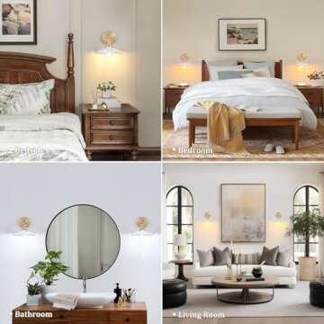 Shenmoyl Vintage Wall Sconce with Adjustable Brass Frame