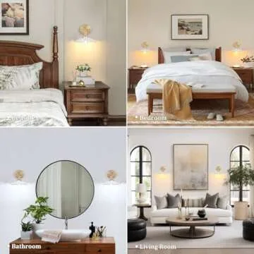 Shenmoyl Vintage Wall Sconce with Adjustable Brass Frame