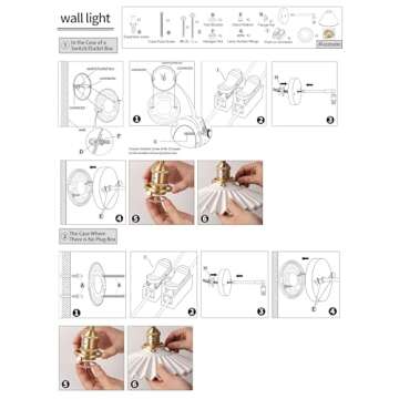 Shenmoyl Vintage Wall Sconce with Adjustable Brass Frame