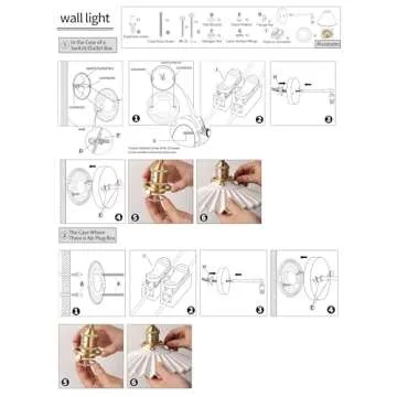 Shenmoyl Vintage Wall Sconce with Adjustable Brass Frame