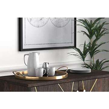 Amazon Brand – Rivet Contemporary Decorative Round Metal Serving Tray with Handles, 17.5-Inch, Black and Gold