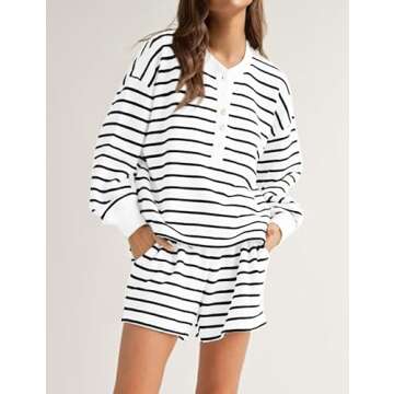 Burtell Women Striped 2 Piece Casual Lounge Sets
