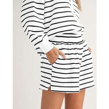 Burtell Women Striped 2 Piece Casual Lounge Sets