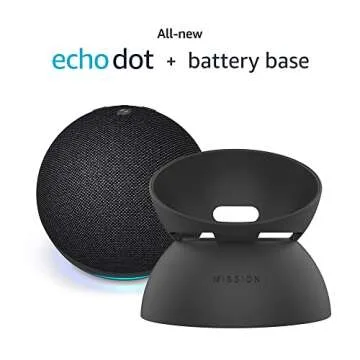 Echo Dot (5th Gen, 2022 release) Bundle. Includes Echo Dot (5th Gen, 2022 release) | Charcoal & the Made For Amazon Battery Base | Black