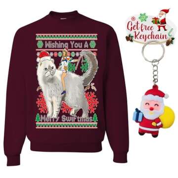wild custom apparel Have A Merry tay pic Ugly Christmas Sweater Sweatshirt, Maroon, Medium