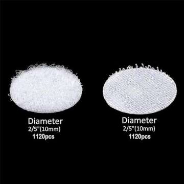 Self Adhesive Dots 2268 pcs(1134 Pairs) Strong Adhesive White 10 mm/0.39”Diameter Sticky Back, Hoo...