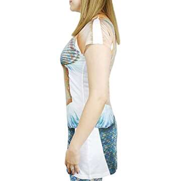 Faux Real Mermaid Party Costume Seashell Bra Design T-Shirt Dress for Women, Size Large