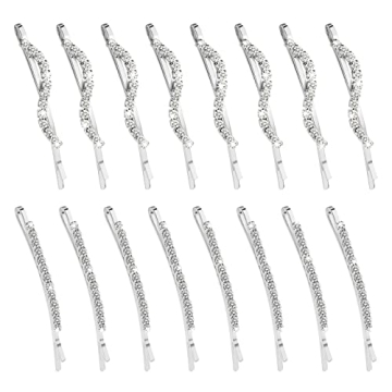 16 Pieces Fancy Rhinestone Bobby Pins - Sparkly Hair Accessories for All Occasions