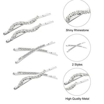 YISSION 16-Pc Rhinestone Bobby Pins for Weddings & Parties