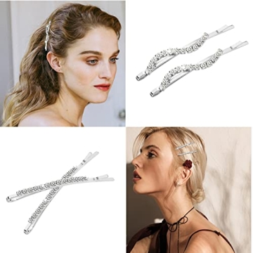 YISSION 16-Pc Rhinestone Bobby Pins for Weddings & Parties