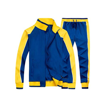 Tebreux Men's 2 Piece Tracksuit Set - Casual Sports Sweatsuits in Blue, 2XL
