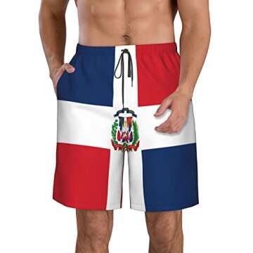 Dominican Men's Beach Shorts Quick Dry Drawstring Running Athletic Shorts Comfortable Loose Gym Shor...
