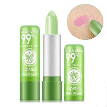 firstfly 2 Pack Aloe Vera Lipstick, Long Lasting Nutritious Lip Balm Lips Moisturizer Magic Temperat...