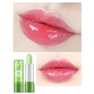 firstfly 2 Pack Aloe Vera Lipstick, Long Lasting Nutritious Lip Balm Lips Moisturizer Magic Temperature Color Change Lip Gloss