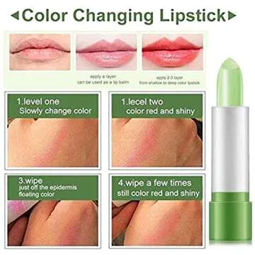 firstfly 2 Pack Aloe Vera Lipstick, Long Lasting Nutritious Lip Balm Lips Moisturizer Magic Temperature Color Change Lip Gloss