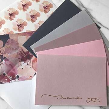 Bulk Thank You Cards with Envelopes & Matching Seal Stickers, Boxed Set of 20 Blank Note Cards (5 Colors, 4 of Each) for Appreciation, Wedding and Bridal & Baby Shower