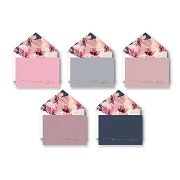 Bulk Thank You Cards with Envelopes & Matching Seal Stickers, Boxed Set of 20 Blank Note Cards (5 Colors, 4 of Each) for Appreciation, Wedding and Bridal & Baby Shower