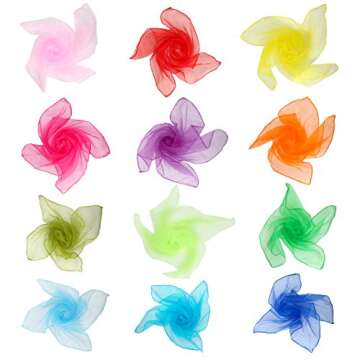 Colovis 36 Pcs Square Dance Scarves, Juggling Scarf Props Magic Trick Silk Scarves Music Movement Sc...