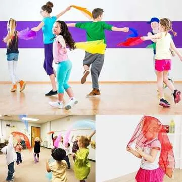 Colovis 36 Pcs Square Dance Scarves, Juggling Scarf Props Magic Trick Silk Scarves Music Movement Scarf 12 Colors 24 by 24 Inches