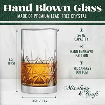 Mixology & Craft 24oz Crystal Cocktail Mixing Glass - Essential Bar Tool