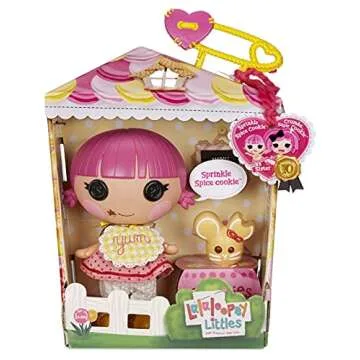 Lalaloopsy Littles Doll: Sprinkle Spice Cookie & Pet Mouse, 7" Baker Figure, Pink/Yellow Outfit, Accessories, Reusable House Playset - Ages 3+